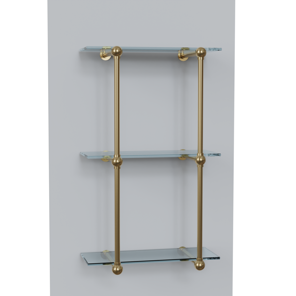 French Bistro Glass and Brass Bar Shelves custom 