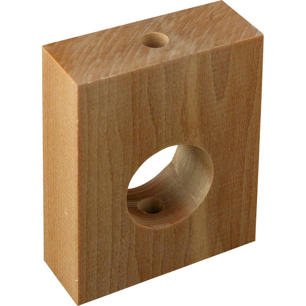 Traditional wood bearing or bushing for agricultural and industrial uses.